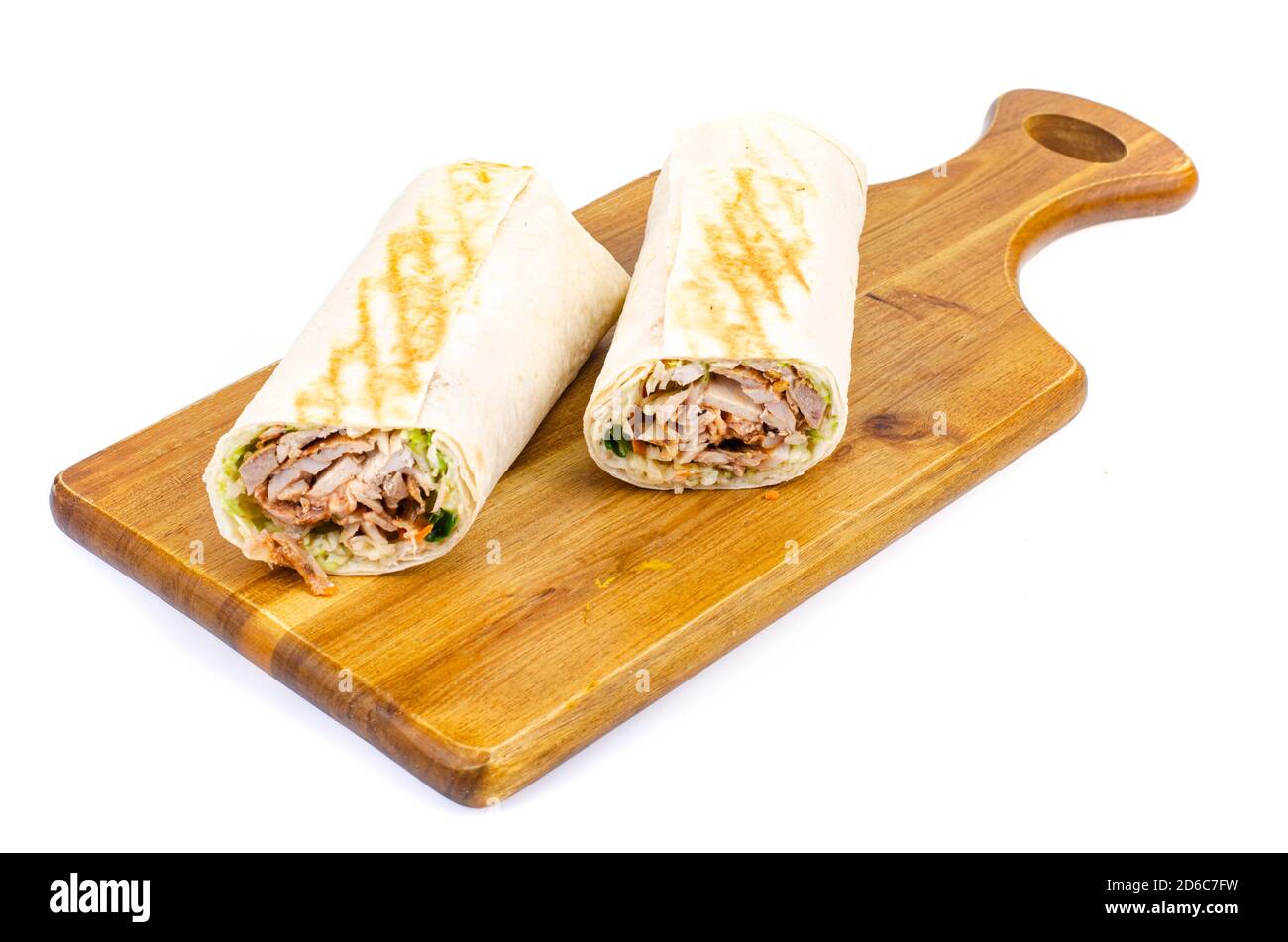 Shawarma, lavash with meat and vegetables. Studio Photo Stock Photo Alamy