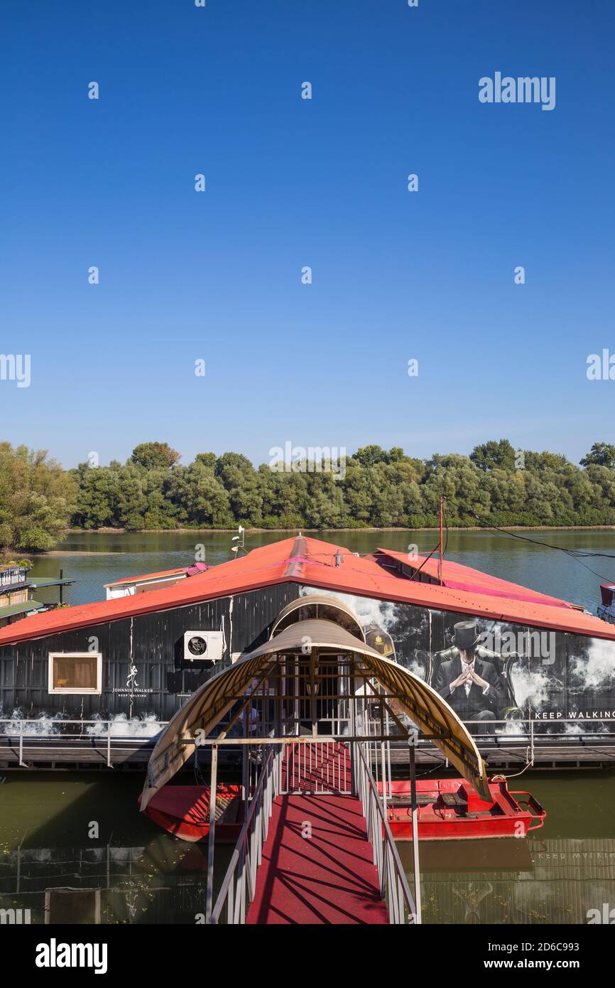 Serbia, Belgrade, Floating restaurant/bar on the Danube River Stock Photo