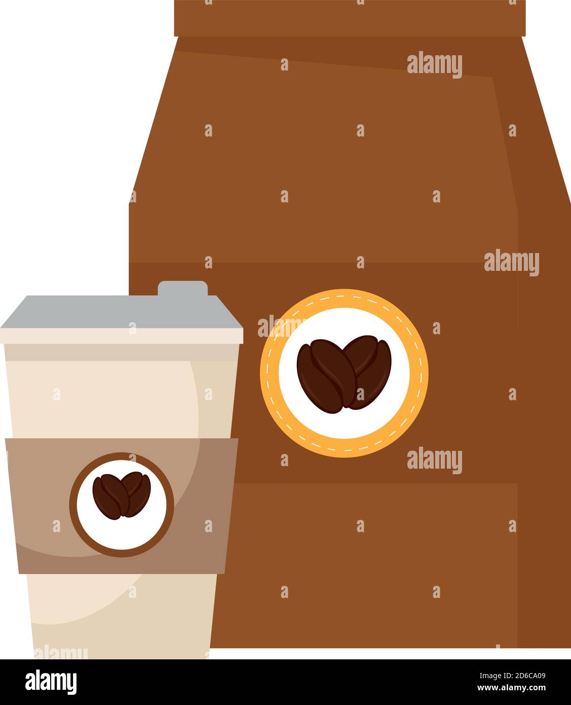 coffee mug and beans bag isolated vector design Stock Vector Image ...