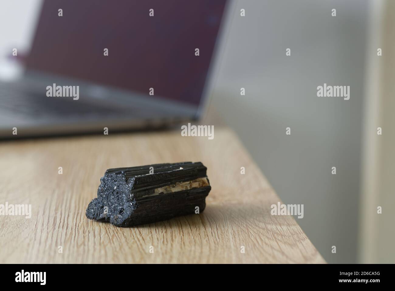 Tourmaline stone in an office to protect against Electromagnetic field ( EMF ). Stock Photo