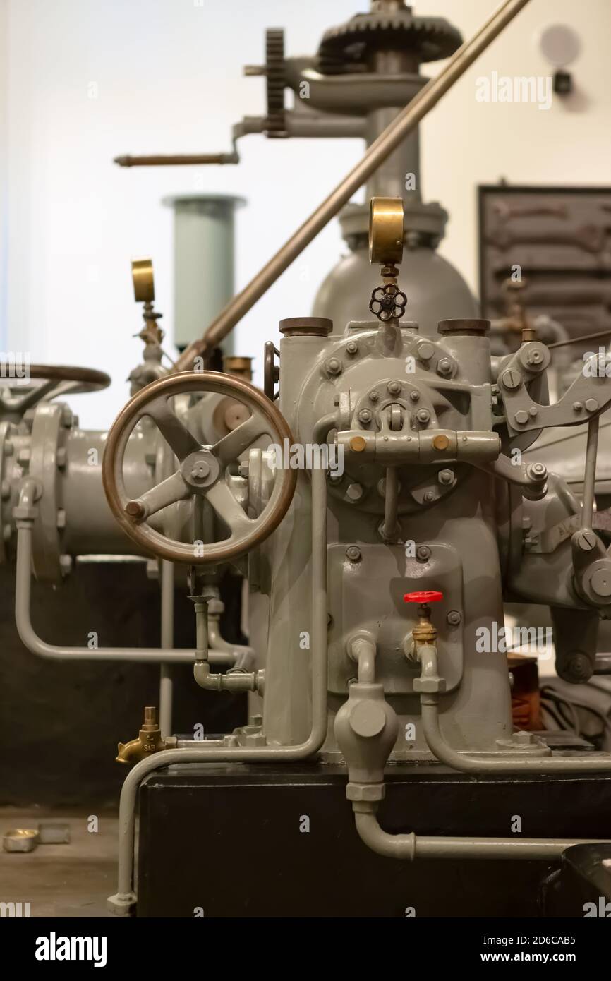 View of a classic 1934 industrial hydroelectric generator engine Stock Photo Alamy