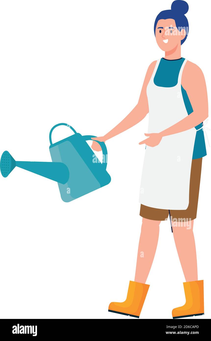 Gardening woman with watering can vector design Stock Vector Image ...