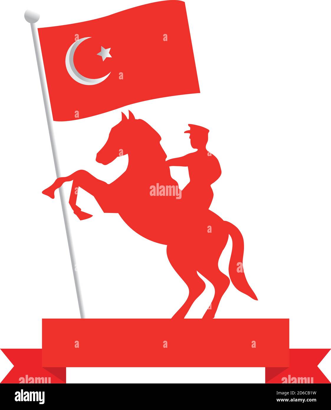 Turkish mustafa kemal on horse wih flag and ribbon vector design Stock Vector