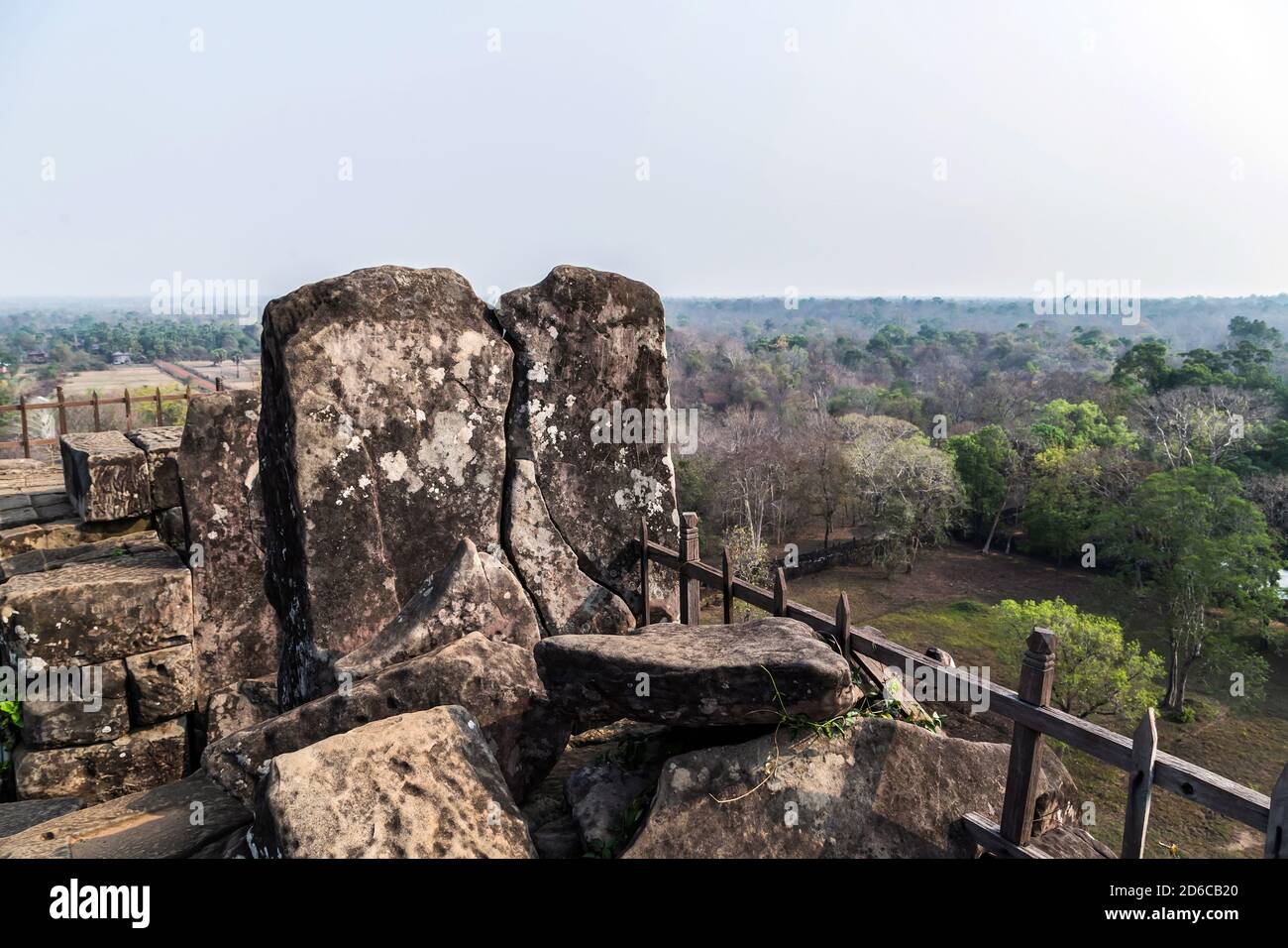 Prasat Thom Koh Ker Temple Seven tiered ancient Pyramid Lost City in jungle. Angkor Wat, Province Preah Vihear Cambodia. Archaeological Landscape of K Stock Photo