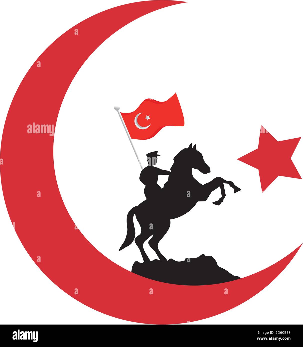 Turkish mustafa kemal on horse with flag moon and star vector design Stock Vector