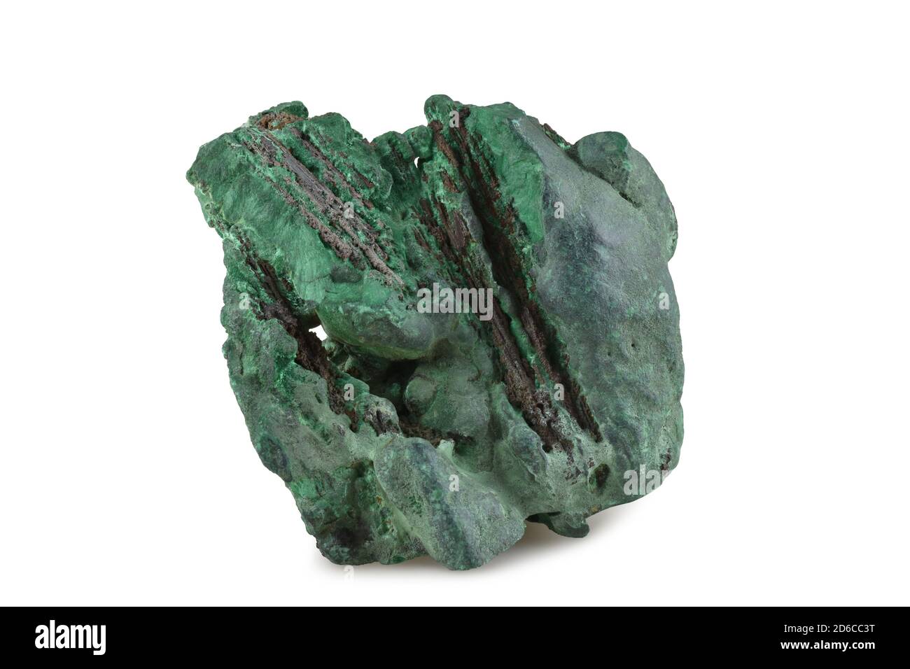 piece of malachite mineral stone isolated on a white background Stock Photo