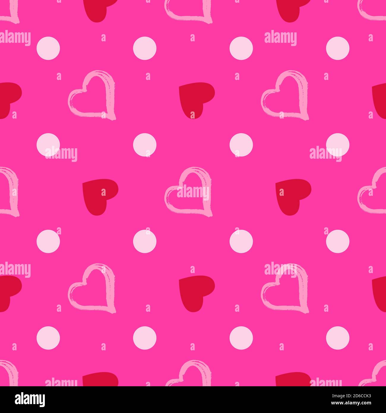 Vector seamless pattern with grunge watercolor hearts. In pink and red ...