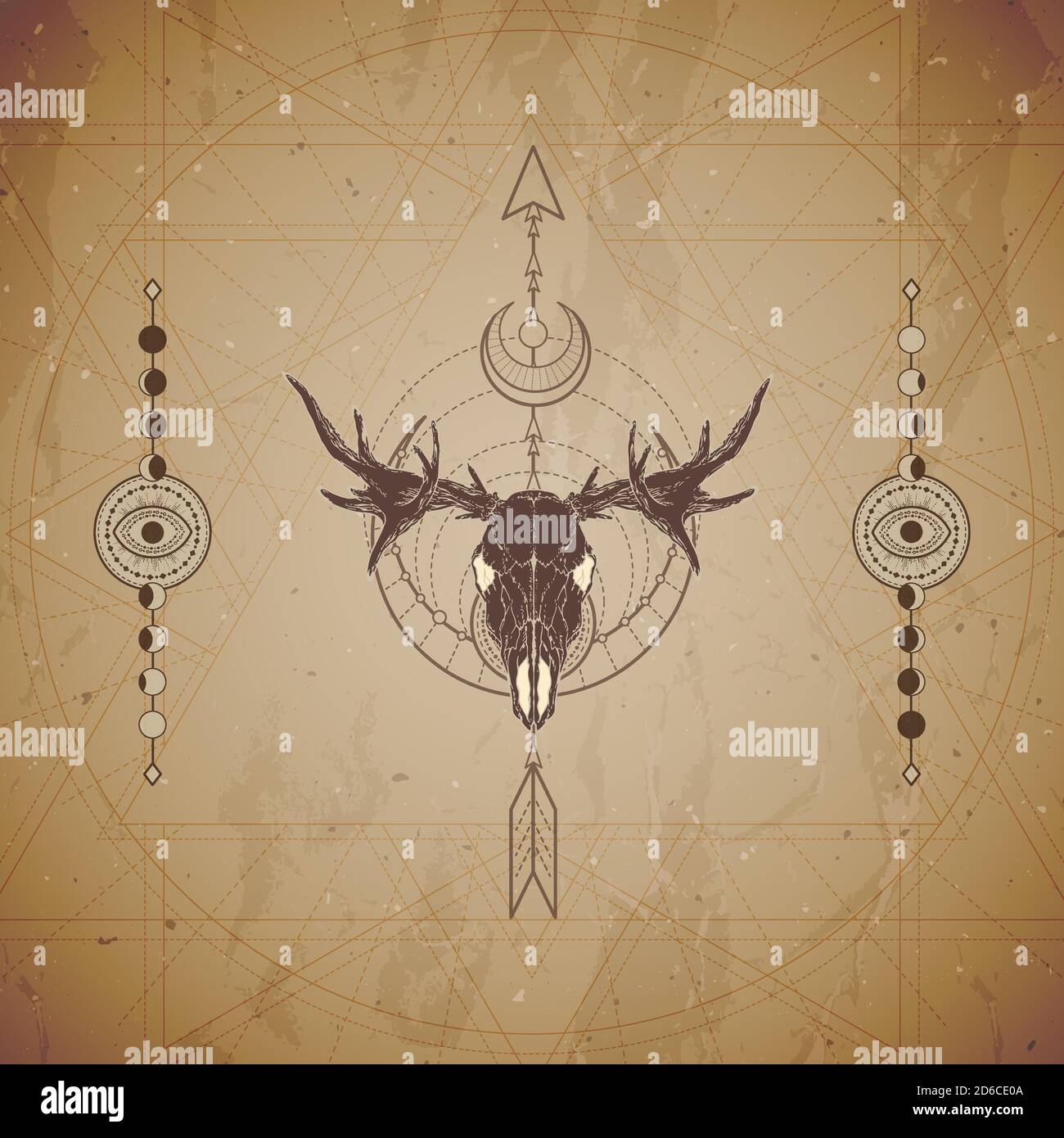 Sepia vintage illustration geometry retro hi-res stock photography