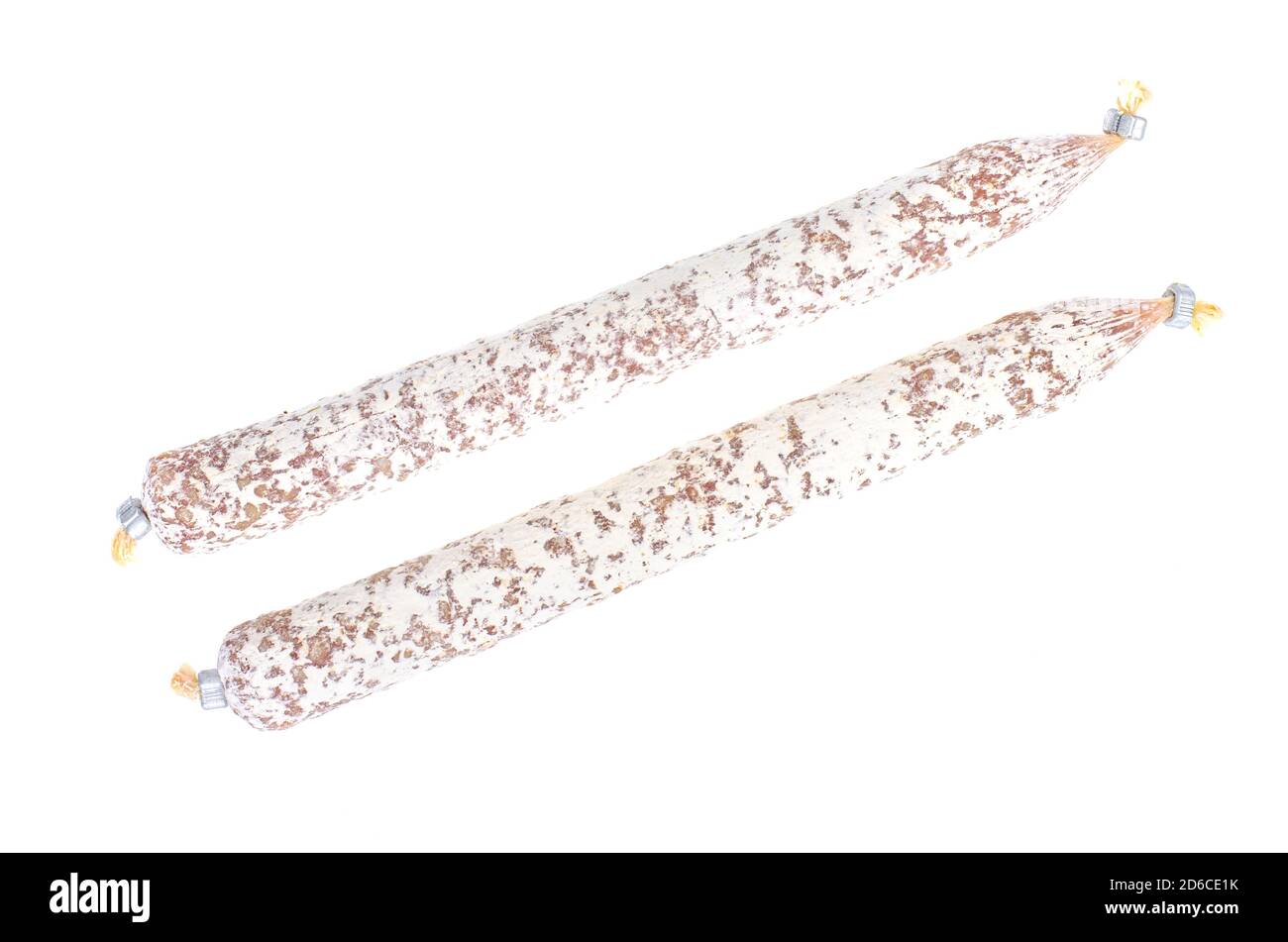 Drycured sausage in white mold casing. Studio Photo Stock Photo Alamy