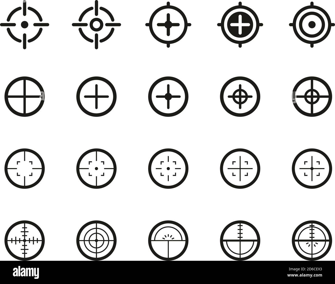 Crosshair or Sight Icons Black & White Set Big Stock Vector Image & Art ...