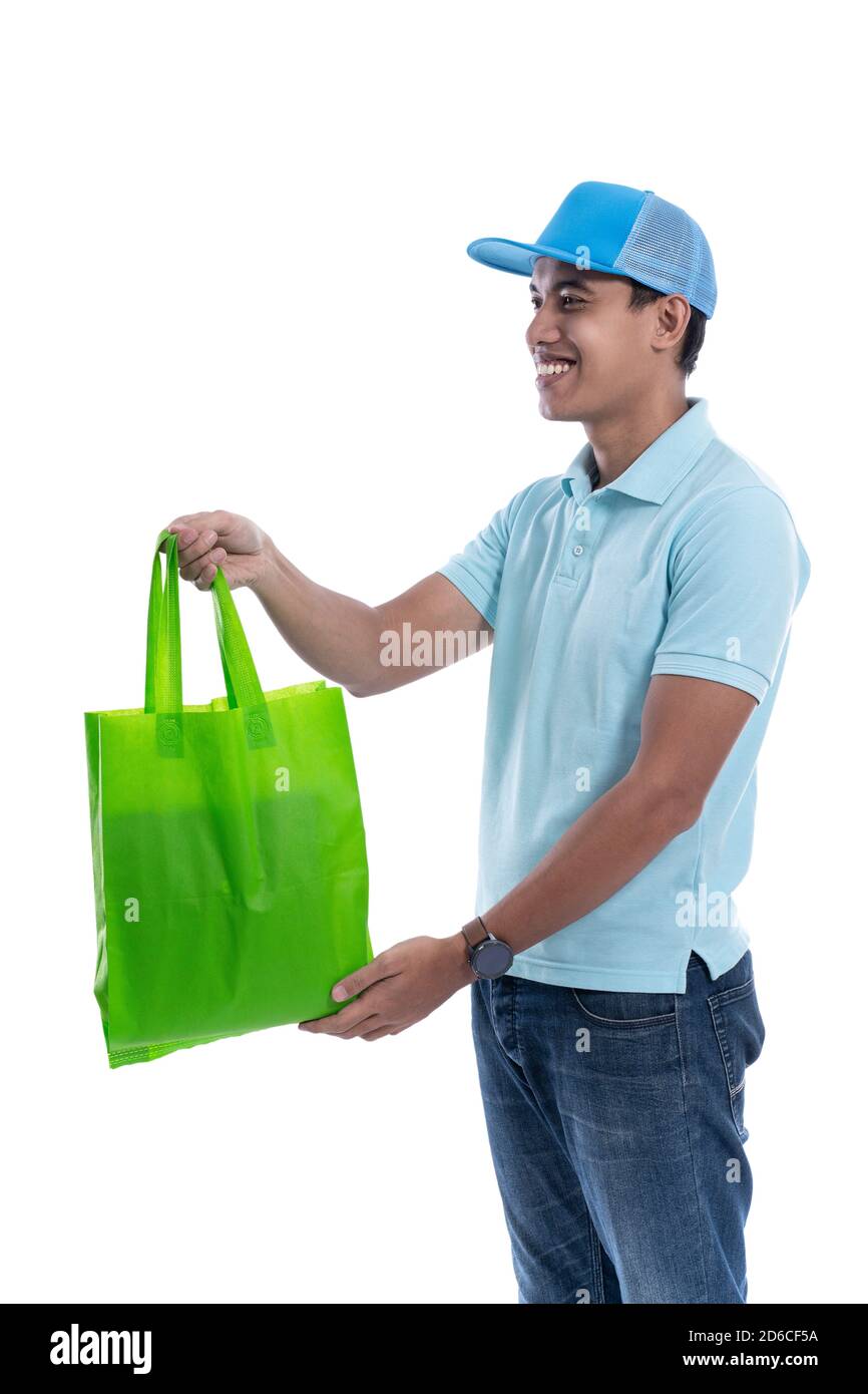 online grocery store. online driver courier carrying groceries