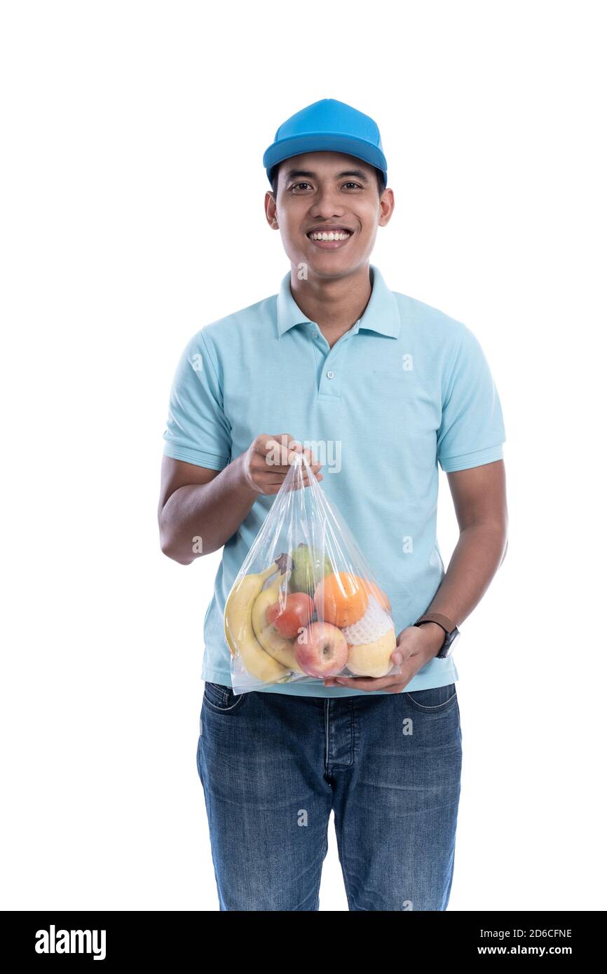 online grocery store. online driver courier carrying groceries