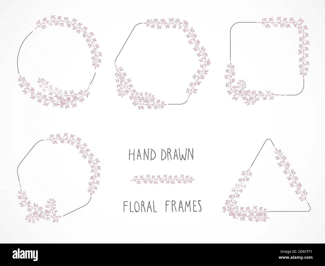 Vector set of floral hand drawn frames and decorative elements Stock ...