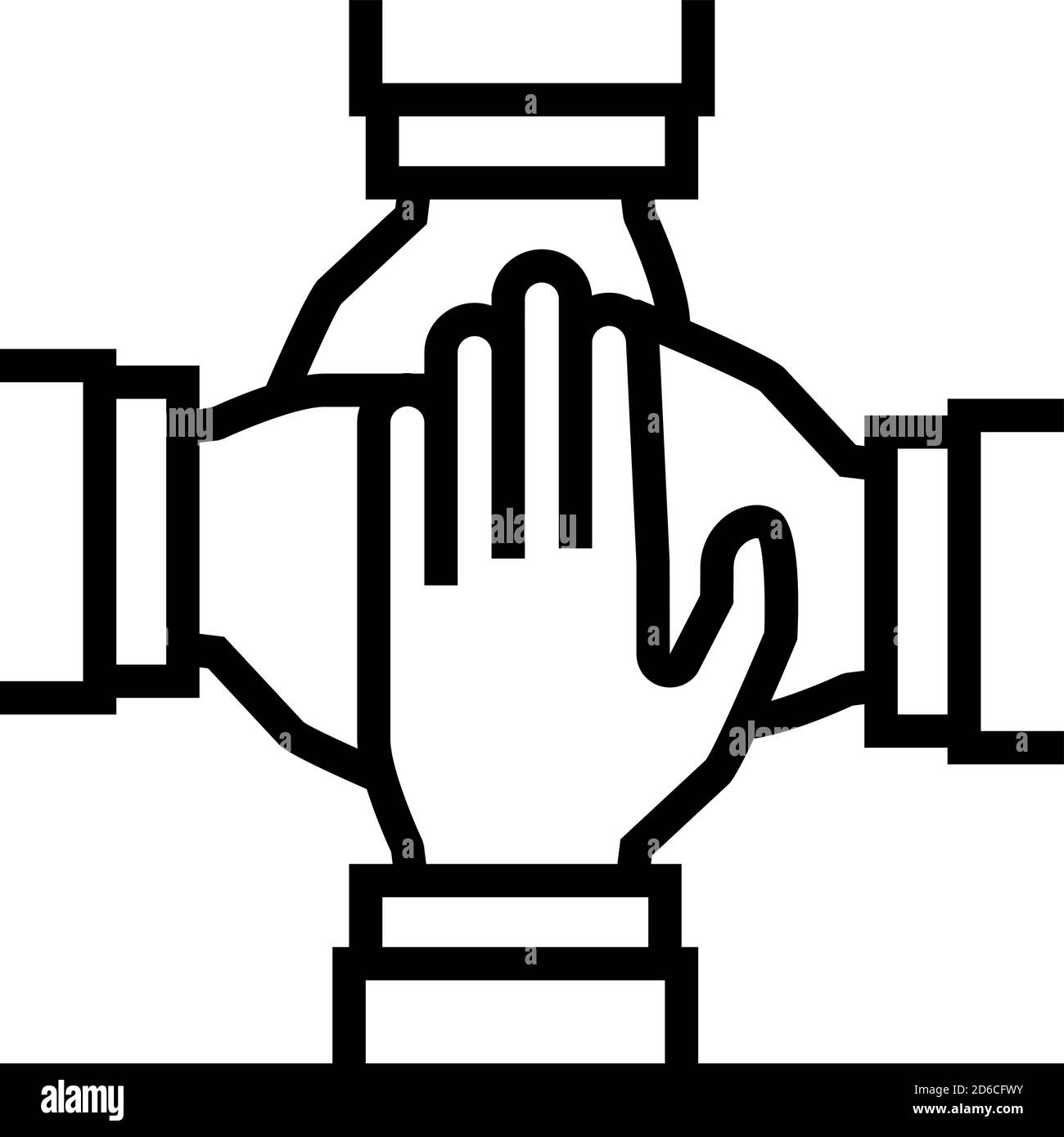 teamwork handshake line icon vector black illustration Stock Vector ...