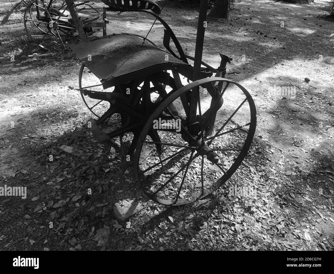 Horse drawn corn chopper on display at Kleb Woods Nature Preserve Stock Photo