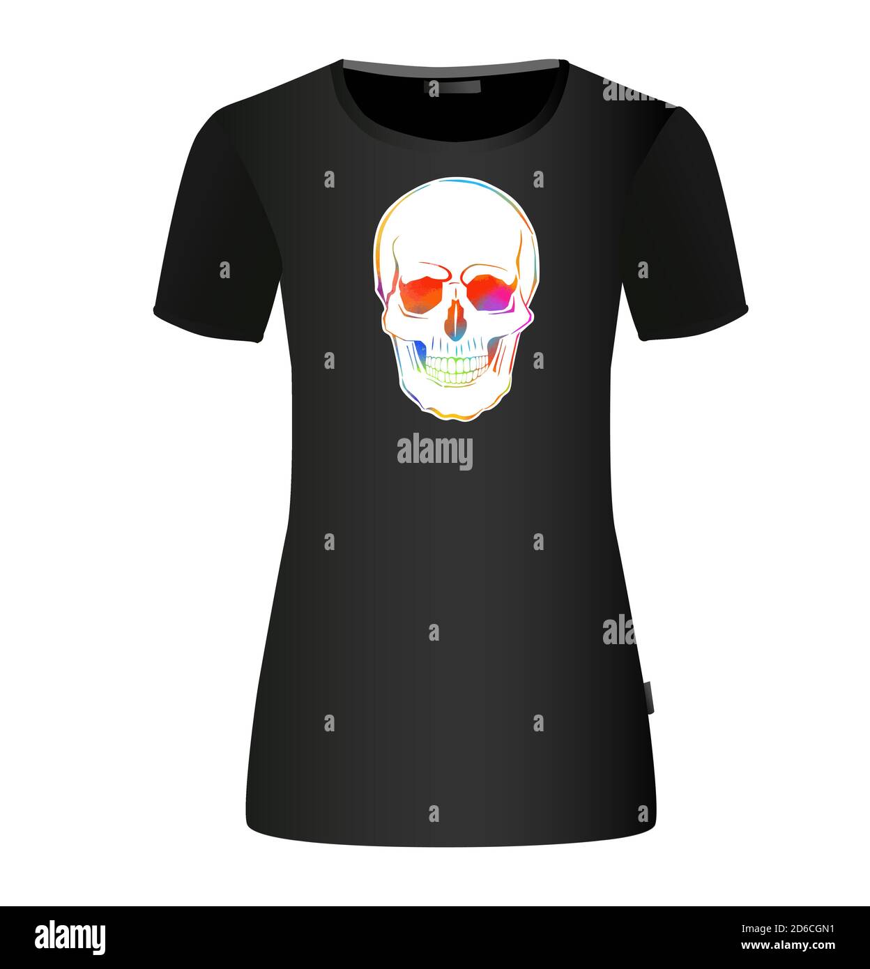 Multi-colored skull. Mixed media. T-shirt print. Vector illustration Stock Vector