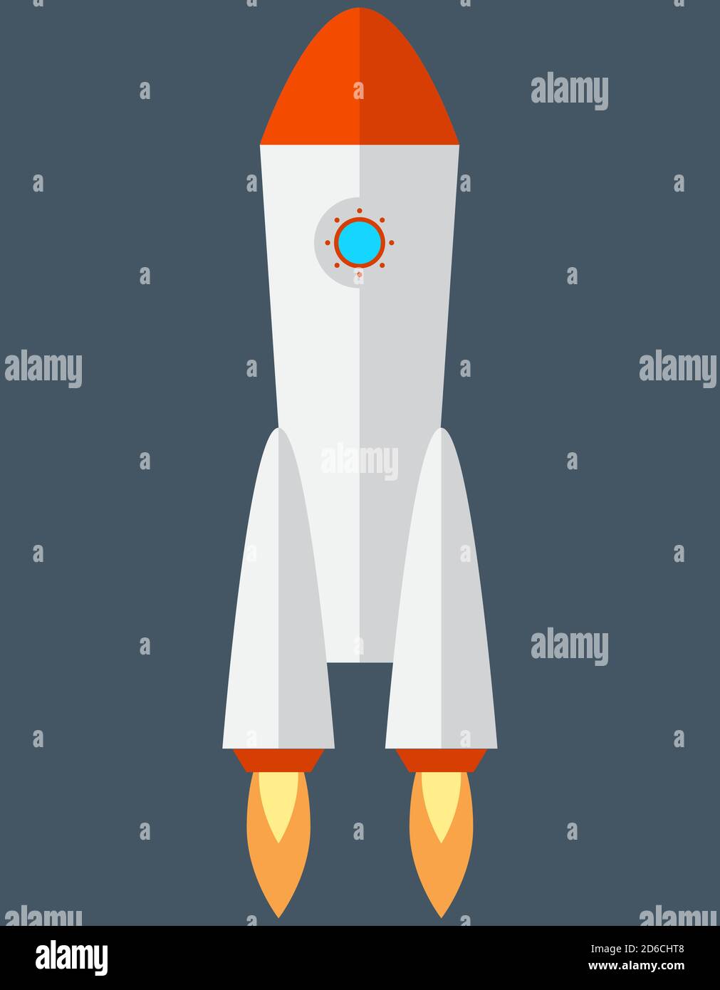 Rocket in flat style. Spaceship take off. Stock Vector