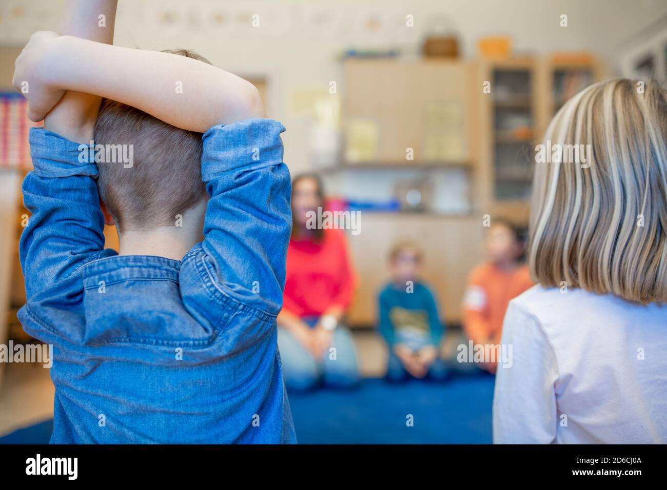 Rear view of children Stock Photo - Alamy