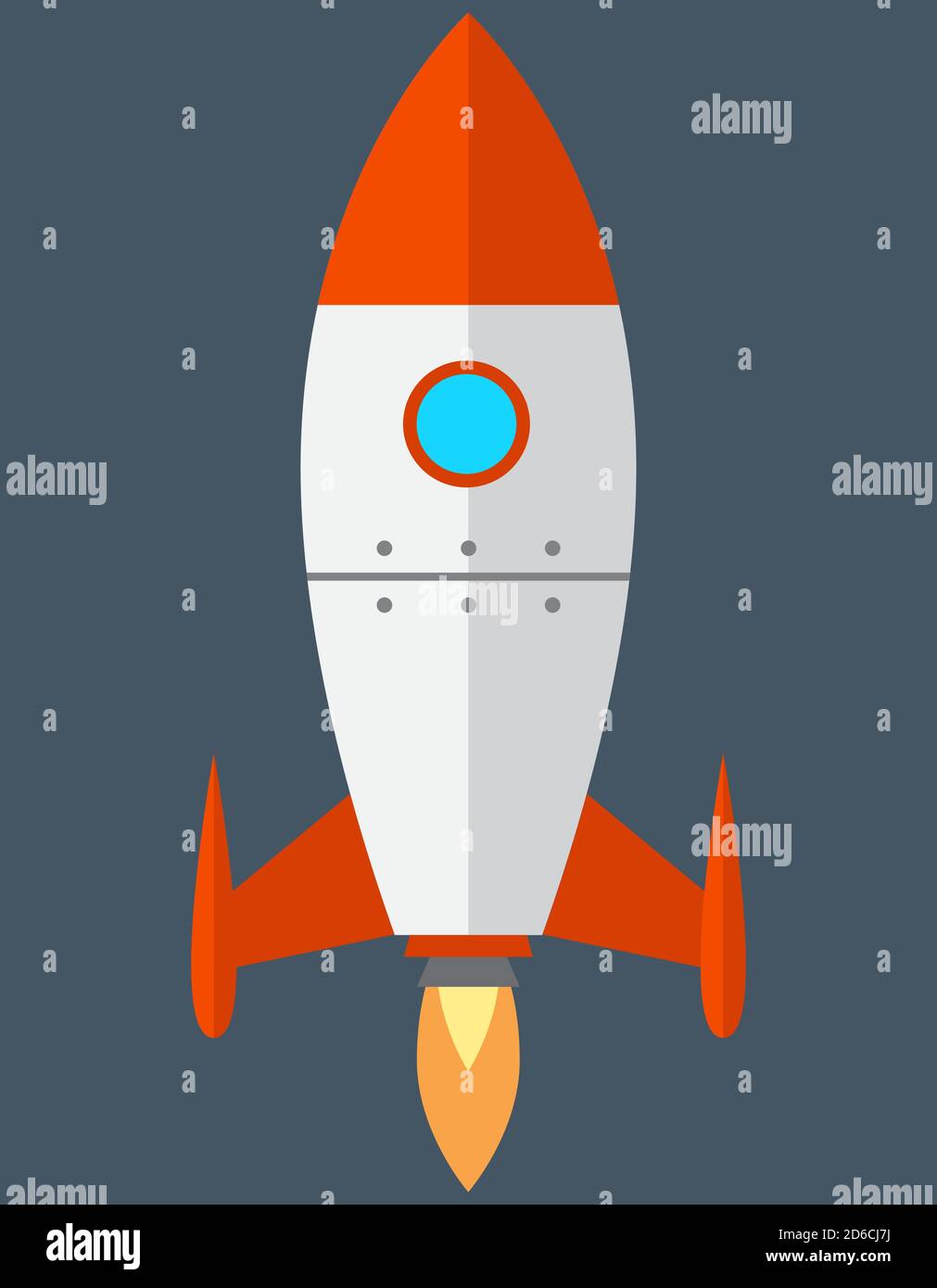 Rocket in flat style. Spaceship take off. Stock Vector