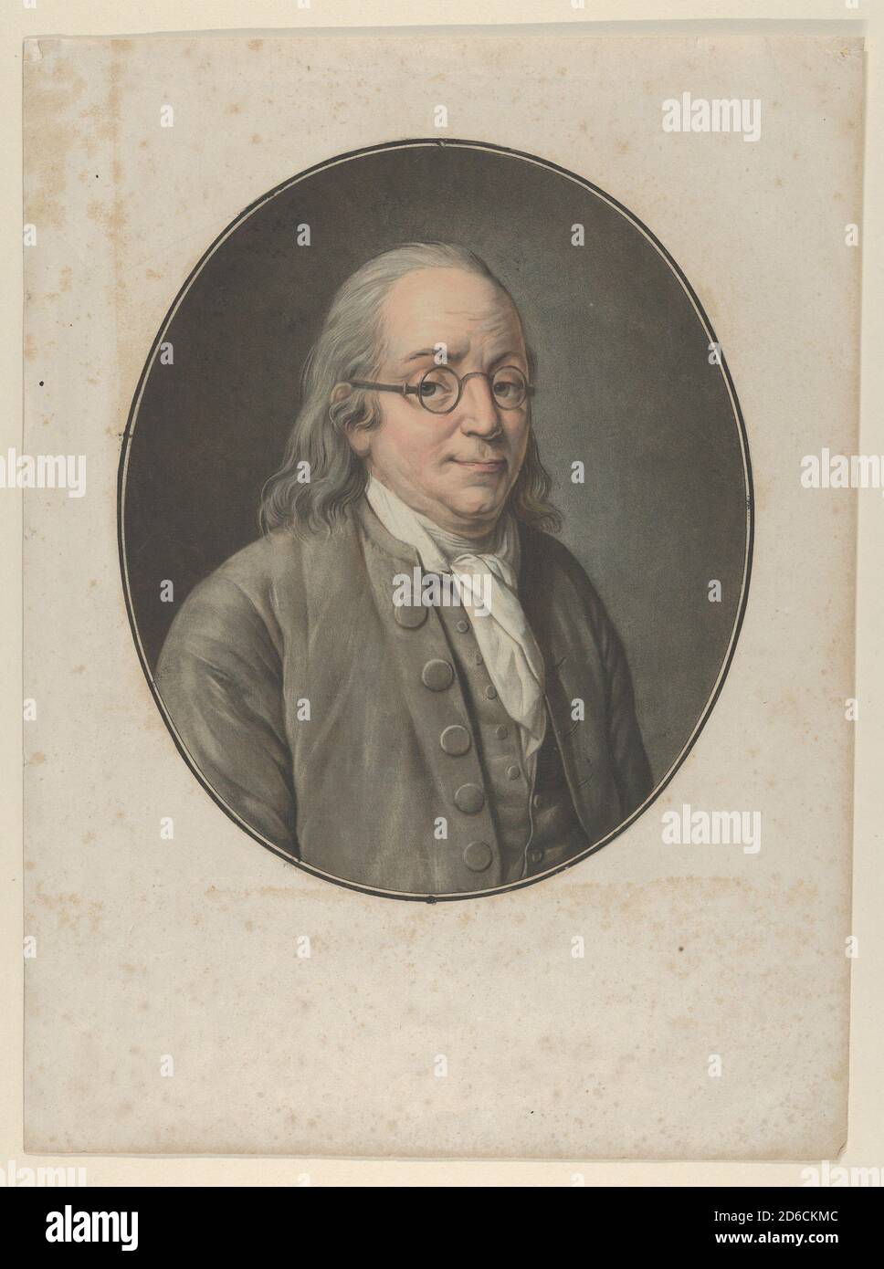 Portrait of Franklin, after Vanloo, ca. 1795. Stock Photo