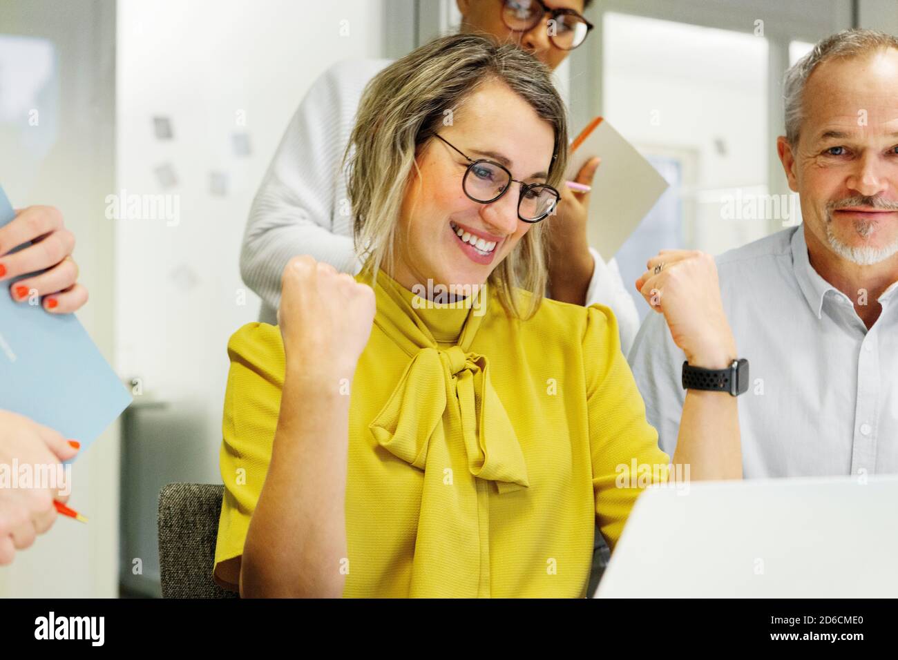 Mature woman fist happy hi-res stock photography and images - Alamy