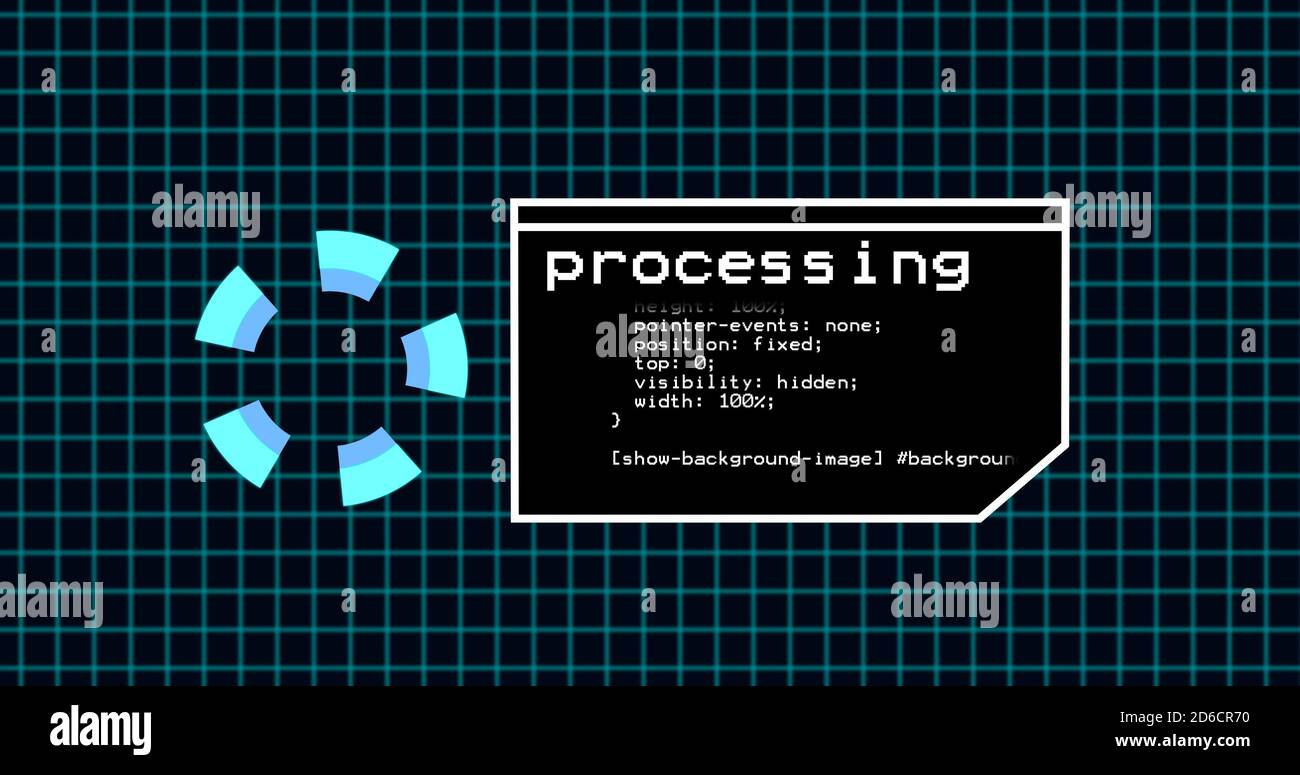 Programing coding process on terminal control panel. Data processing ...