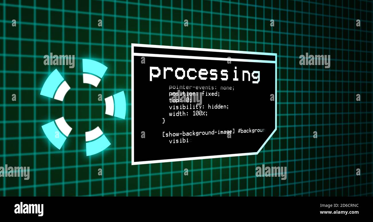 Programing coding process on terminal control panel. Data processing ...