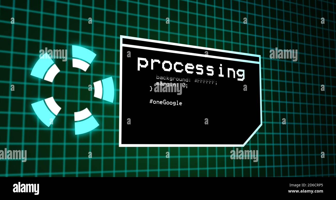 Programing coding process on terminal control panel. Data processing ...