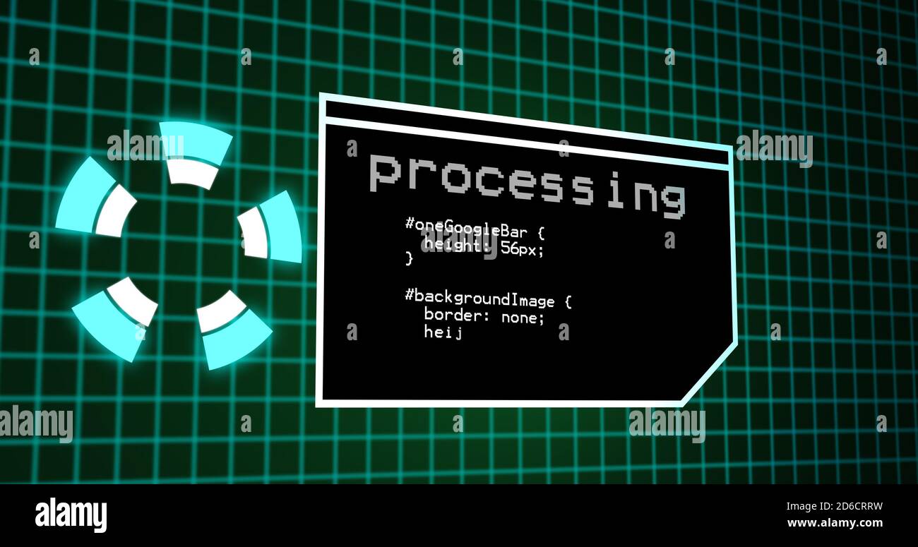 Programing coding process on terminal control panel. Data processing ...