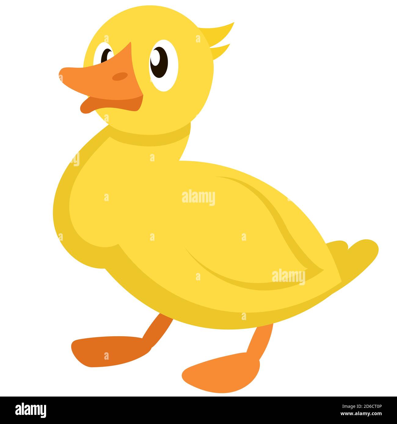 Duckling three quarter view. Farm animal in cartoon style. Stock Vector