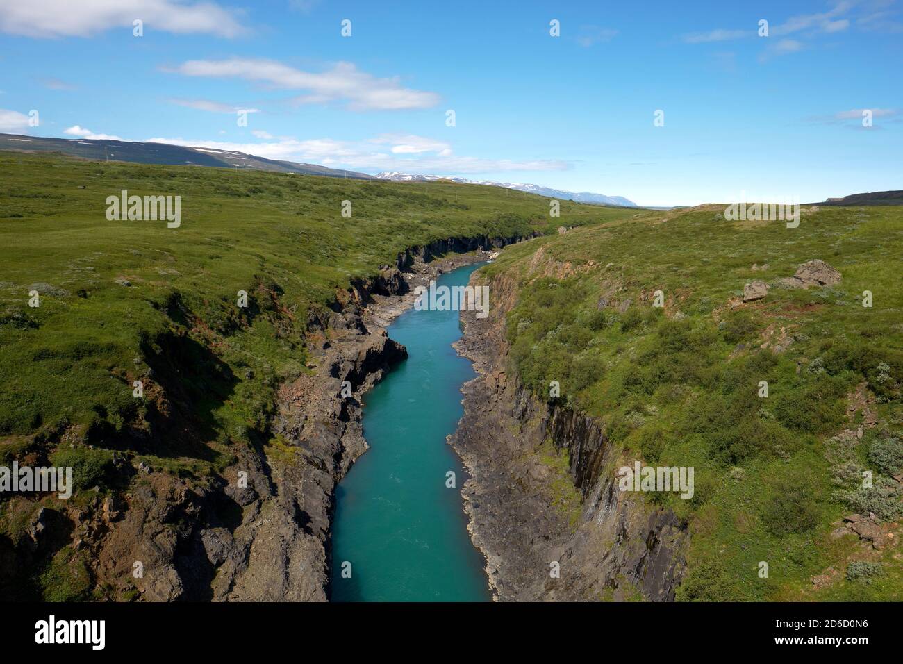 Jökulsá á Dal, also called Jökulsá á Brú or Jökla river and landscape in Hringvegur northeast of Iceland. Stock Photo