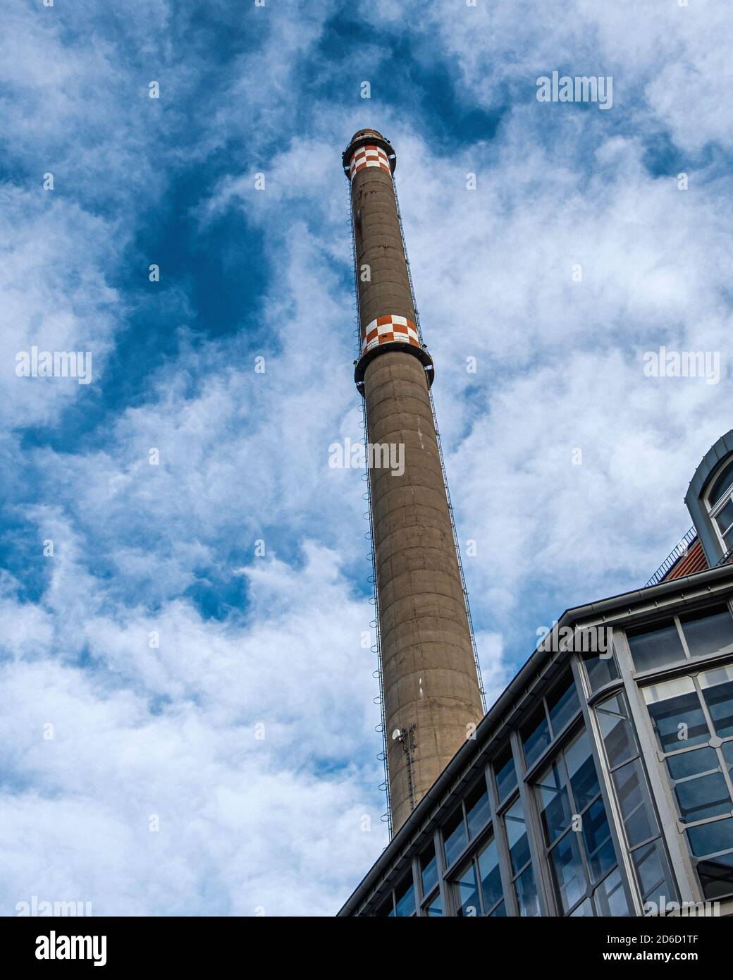 Vattenfall Heizkraftwerk,Tall chimney of the Thermal Power plant in Scharnhorststraße, Mitte,Berlin,Germany Stock Photo