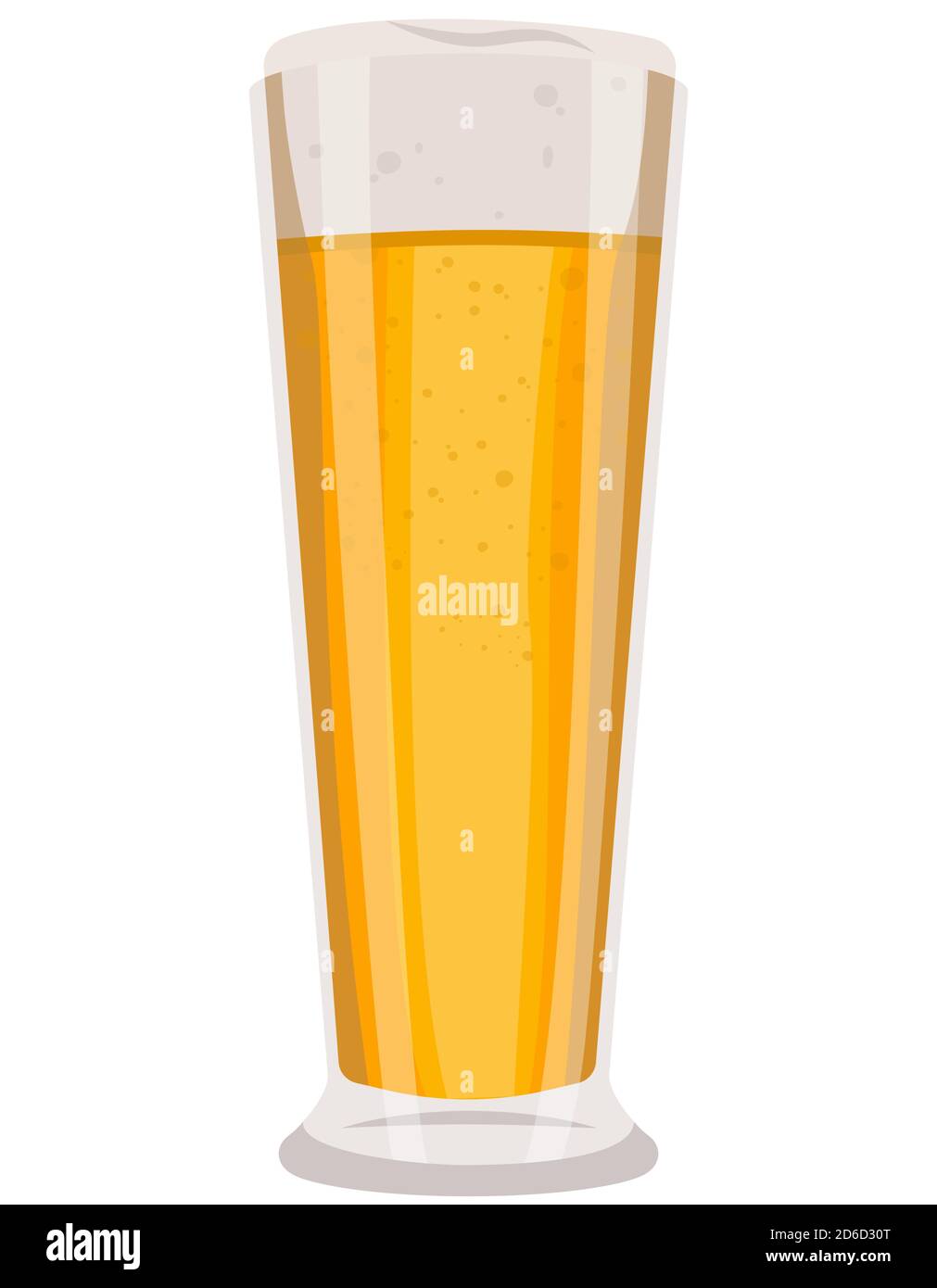 Full glass of beer. Single object isolated on white background. Stock Vector