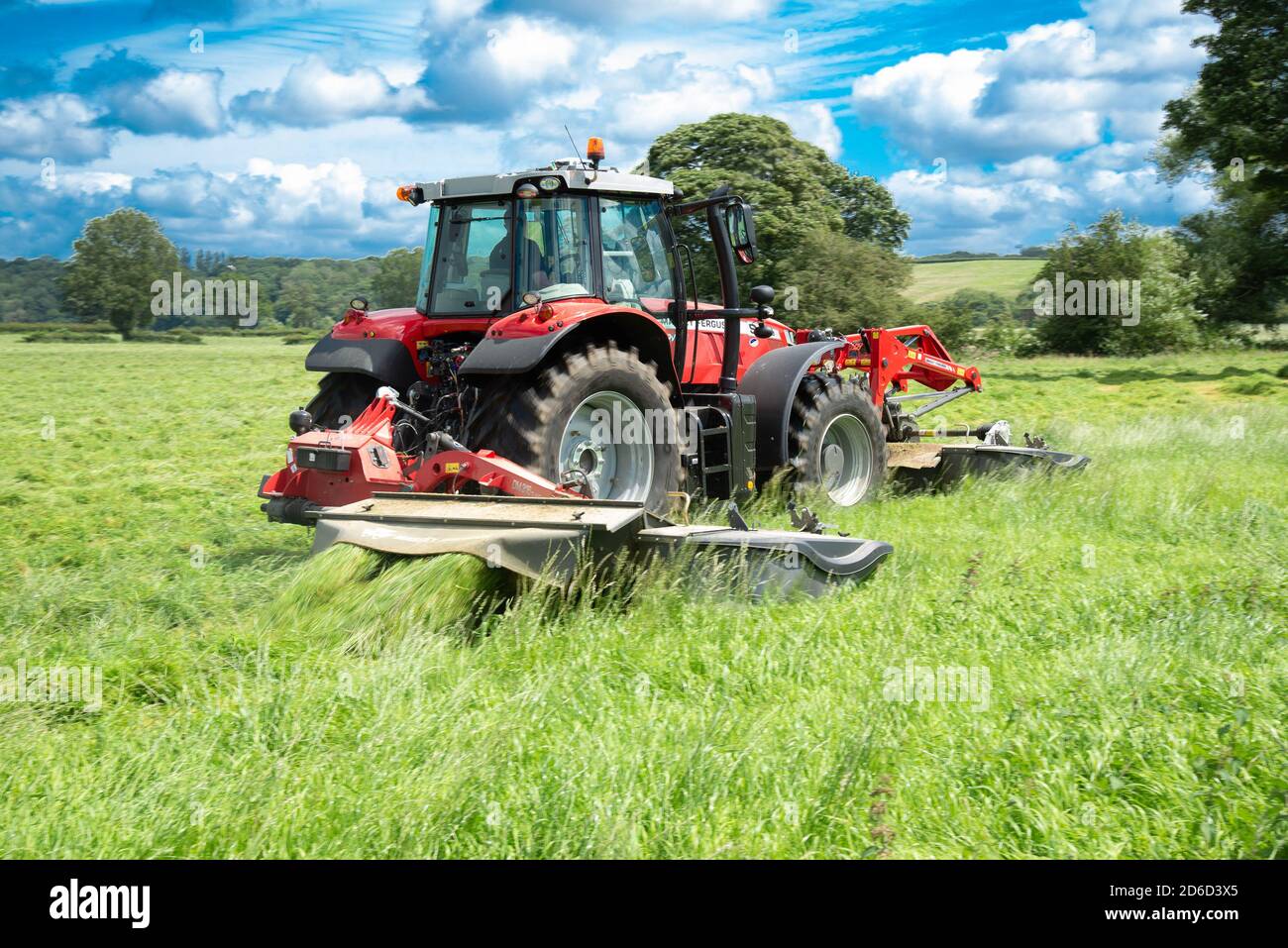 Mowing grass for silage, Preston, Lancashire. UK Stock Photo