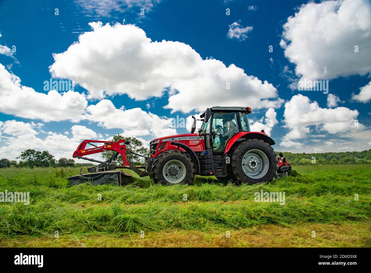 Mowing grass for silage, Preston, Lancashire. UK Stock Photo