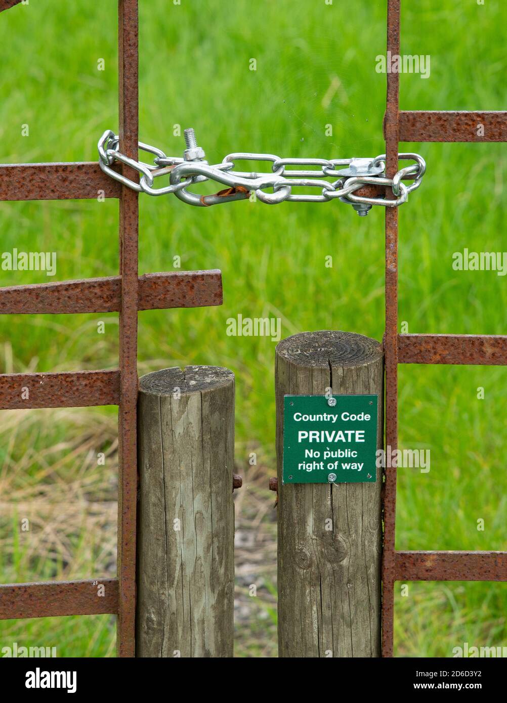 A chained gate, Lancashire, UK. Stock Photo