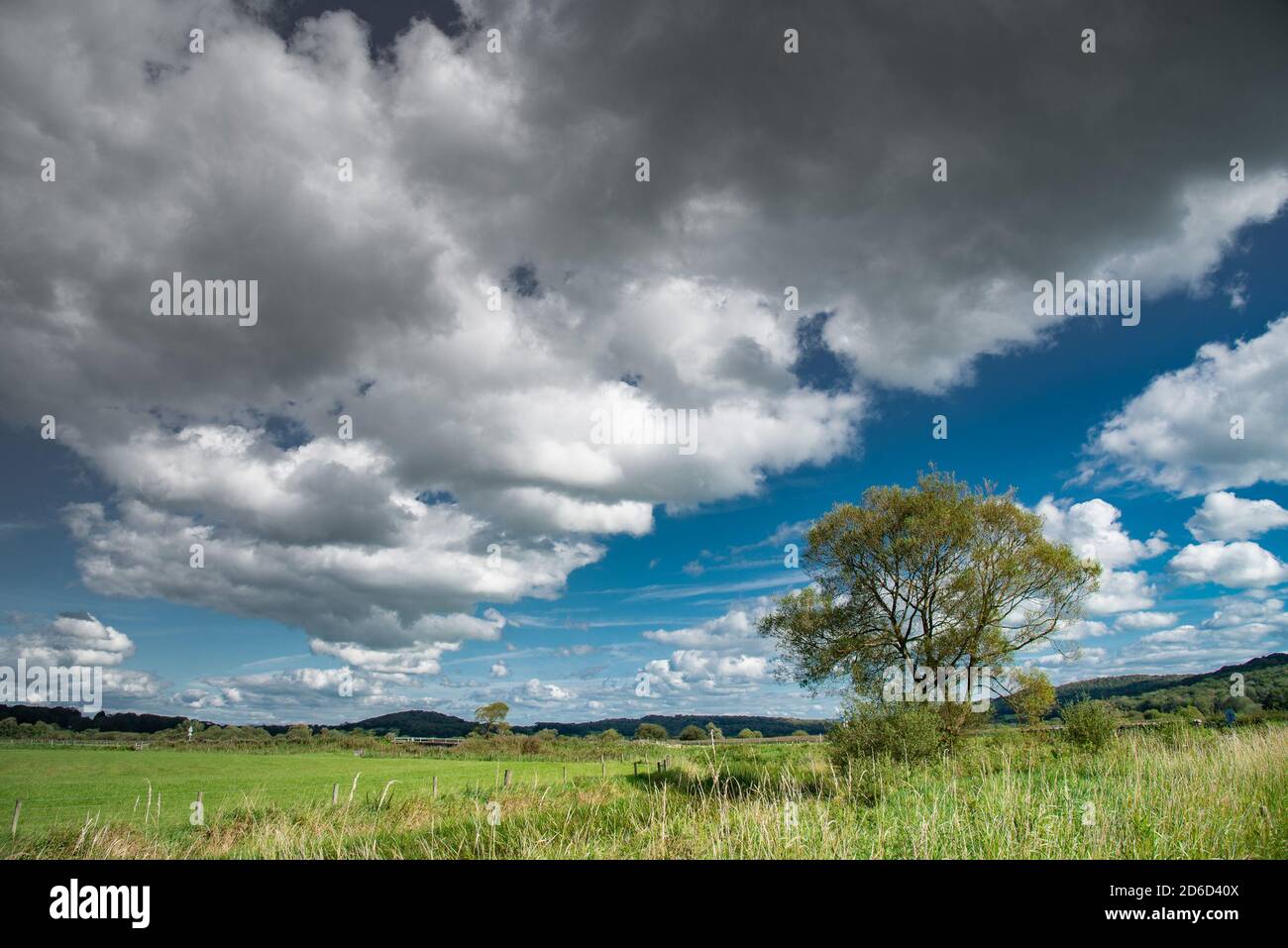 Landscape with clouds near Carnforth, Lancashire, UK. Stock Photo