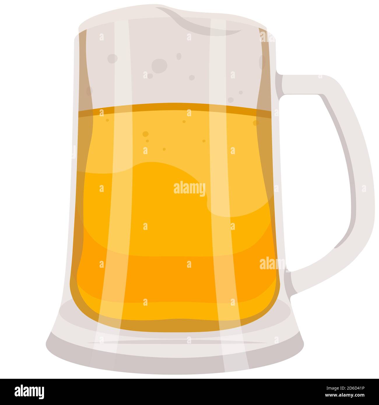 Full mug of beer. Single object isolated on white background. Stock Vector