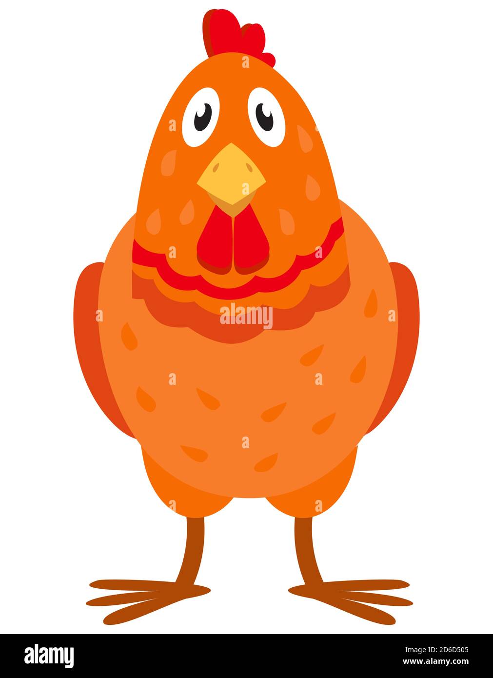 Hen front view. Farm animal in cartoon style. Stock Vector