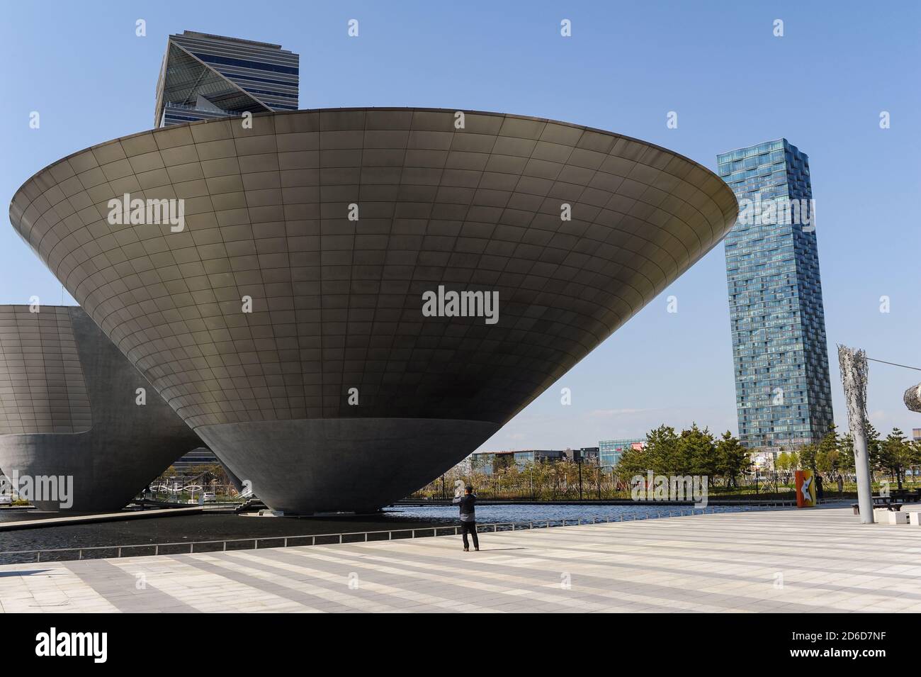 01.05.2013, Seoul, Incheon, South Korea - The Incheon Tri-bowl in New Songdo City is a modern art and cultural center in the International Business Di Stock Photo