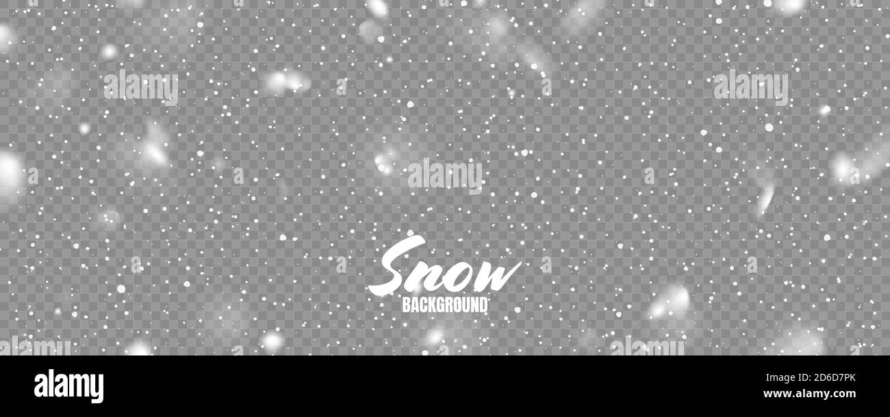 Realistic falling snow with snowflakes. Winter transparent background ...