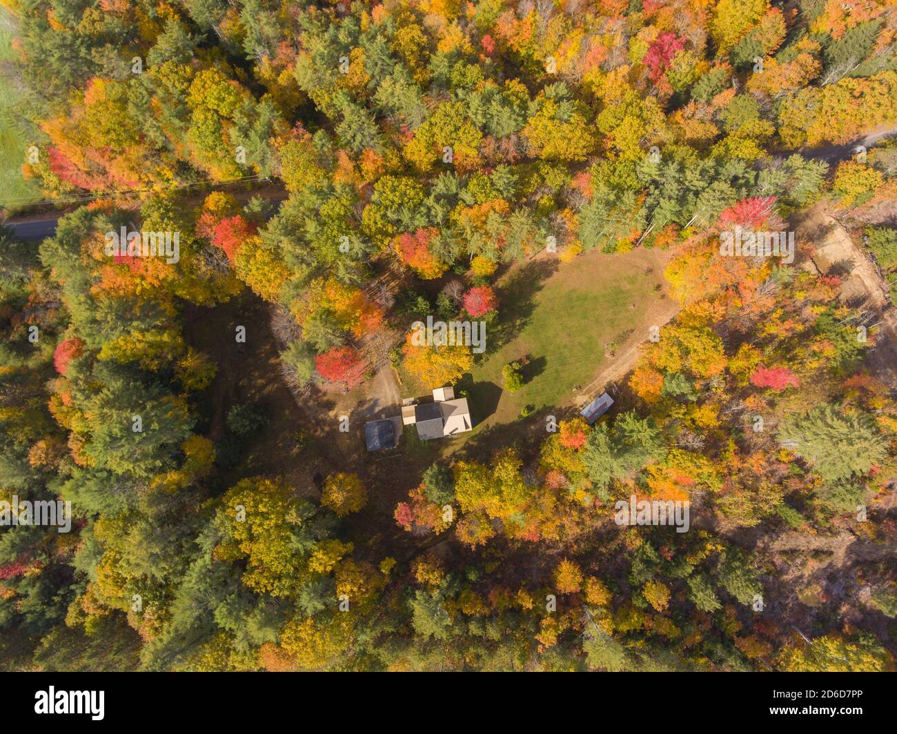 White Mountain National Forest top view with fall foliage, Town of Sanbornton, New Hampshire NH