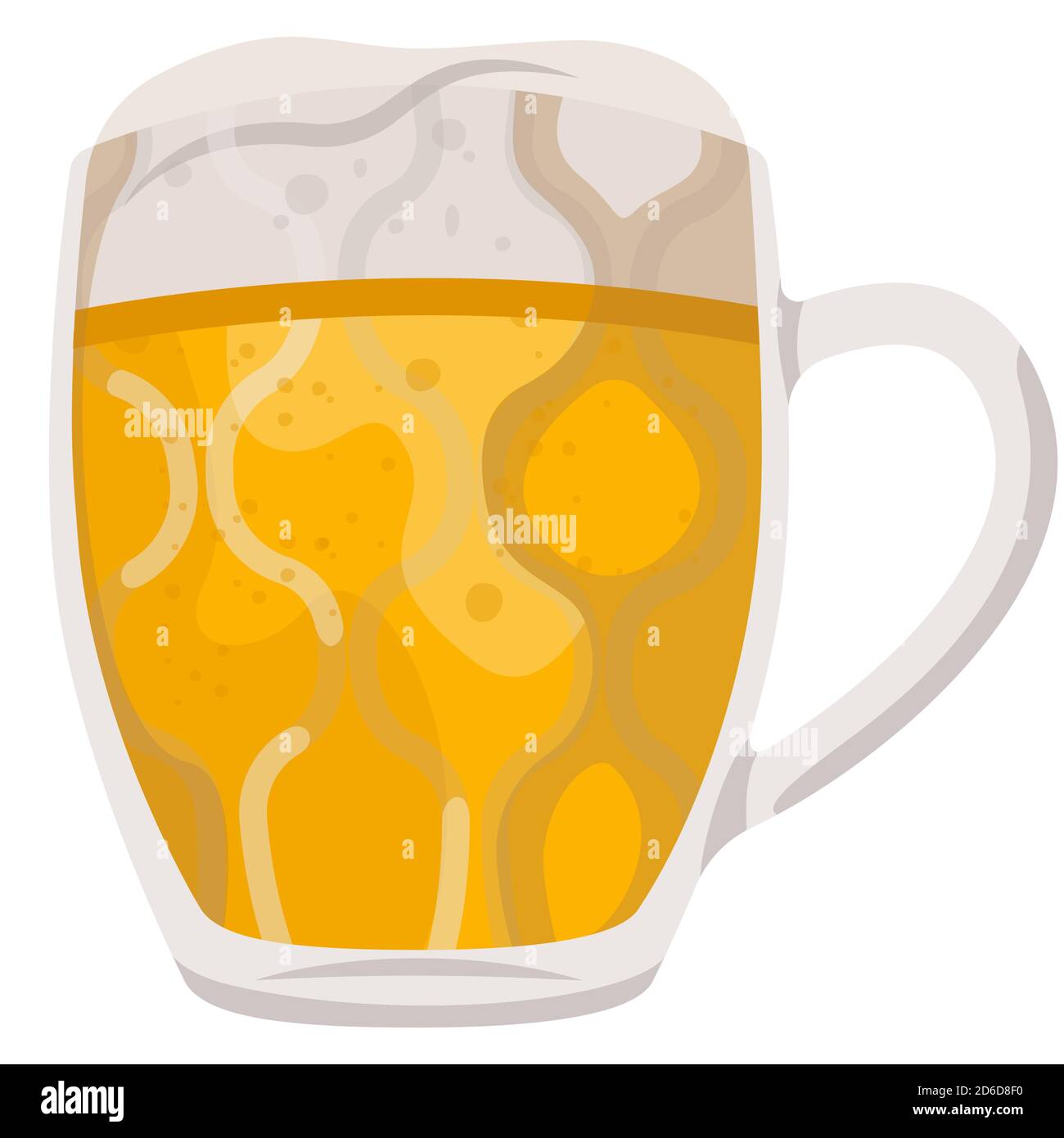 Full mug of beer. Foamy drink in cartoon style. Stock Vector