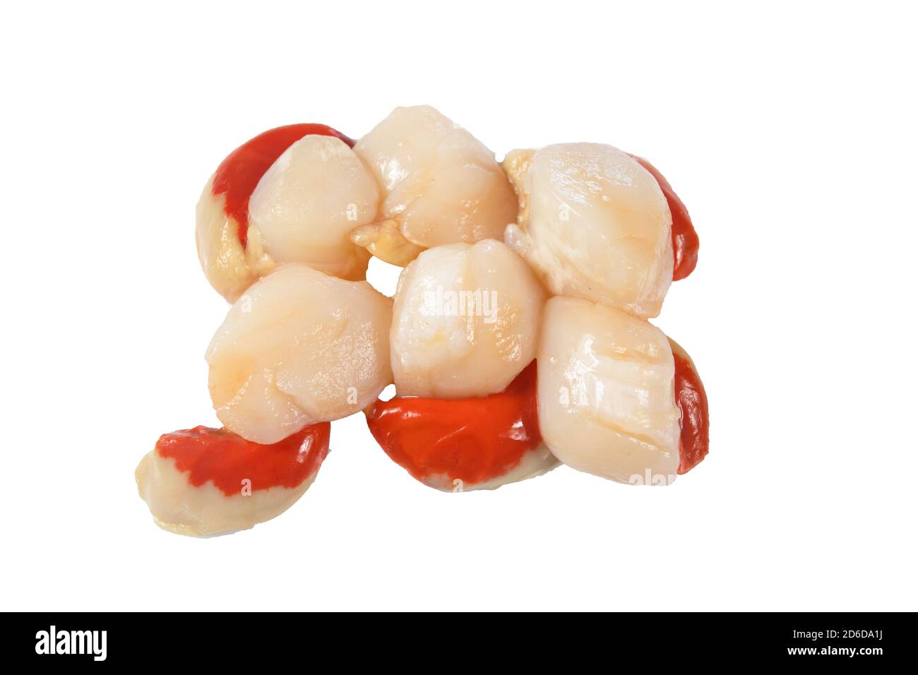 several raw scallops isolated on a white background Stock Photo