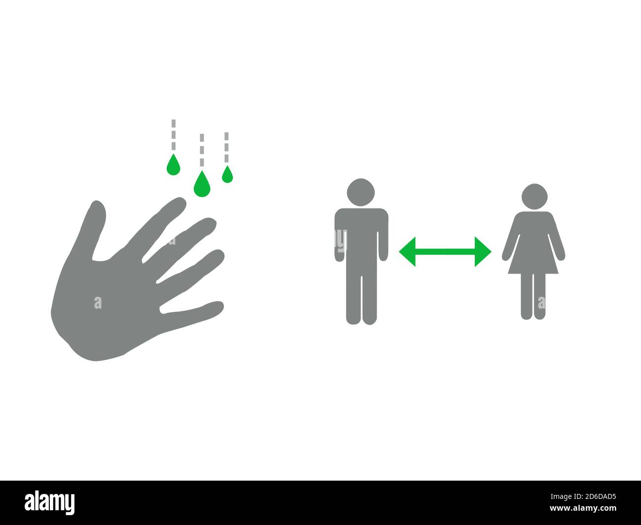 Wash hands and keep your distance icon isolated on white background Stock Photo