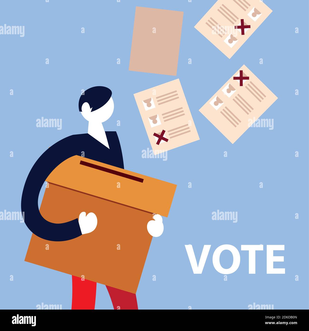 election day, man with box and ballots voting vector illustration Stock ...