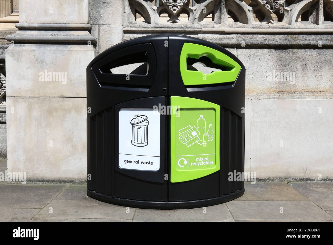 LONDON, UK JULY 6, 2016 Public rubbish bin in London. The bin allows