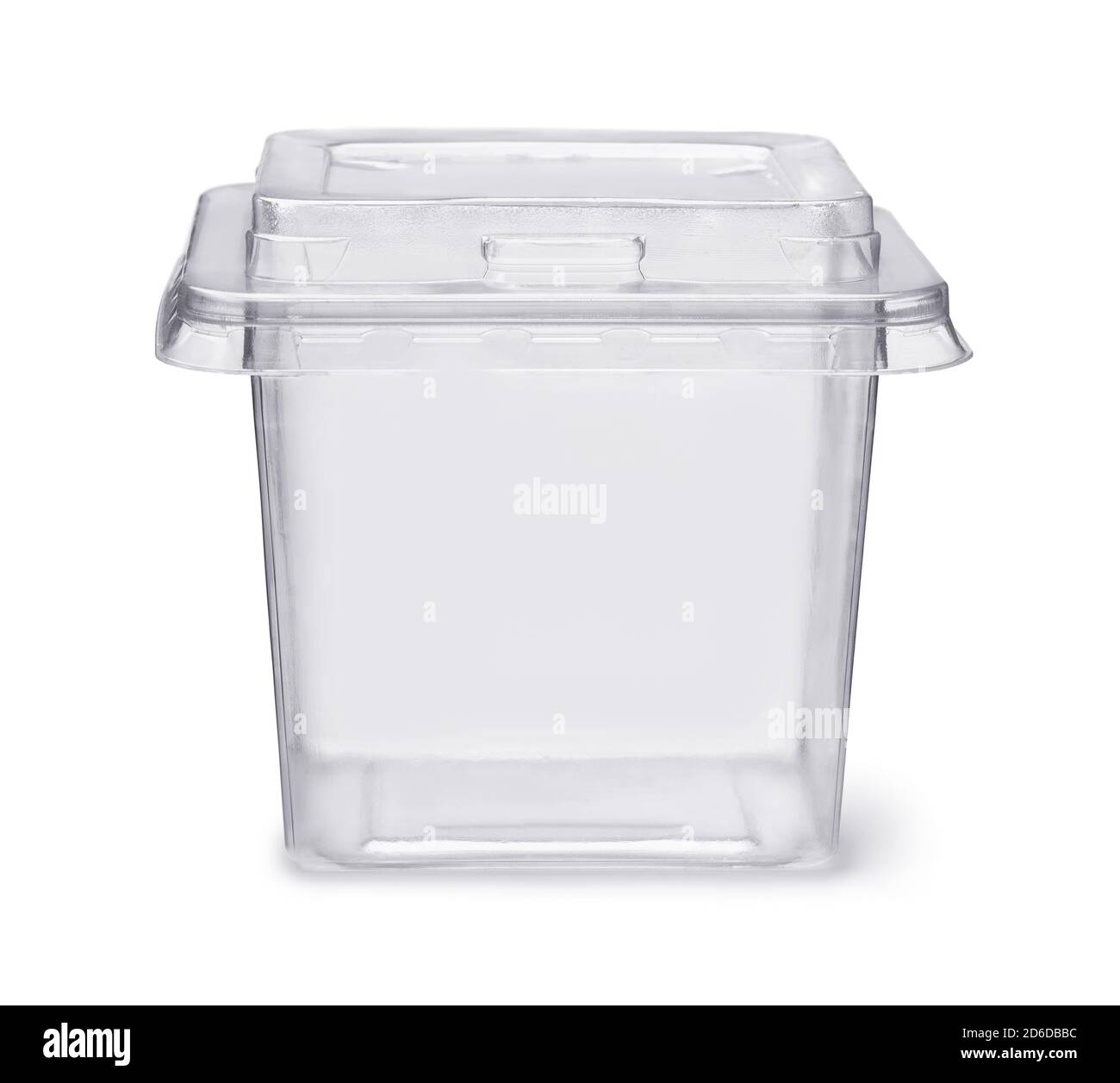 Front view of plastic disposable clear food box isolated on white Stock Photo