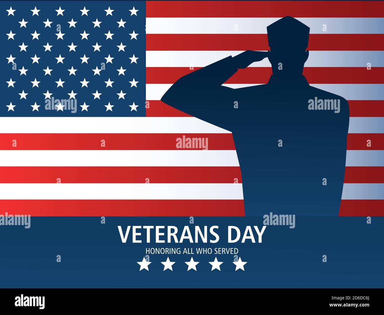 happy veterans day, greeting card soldier salute and US flag memorial