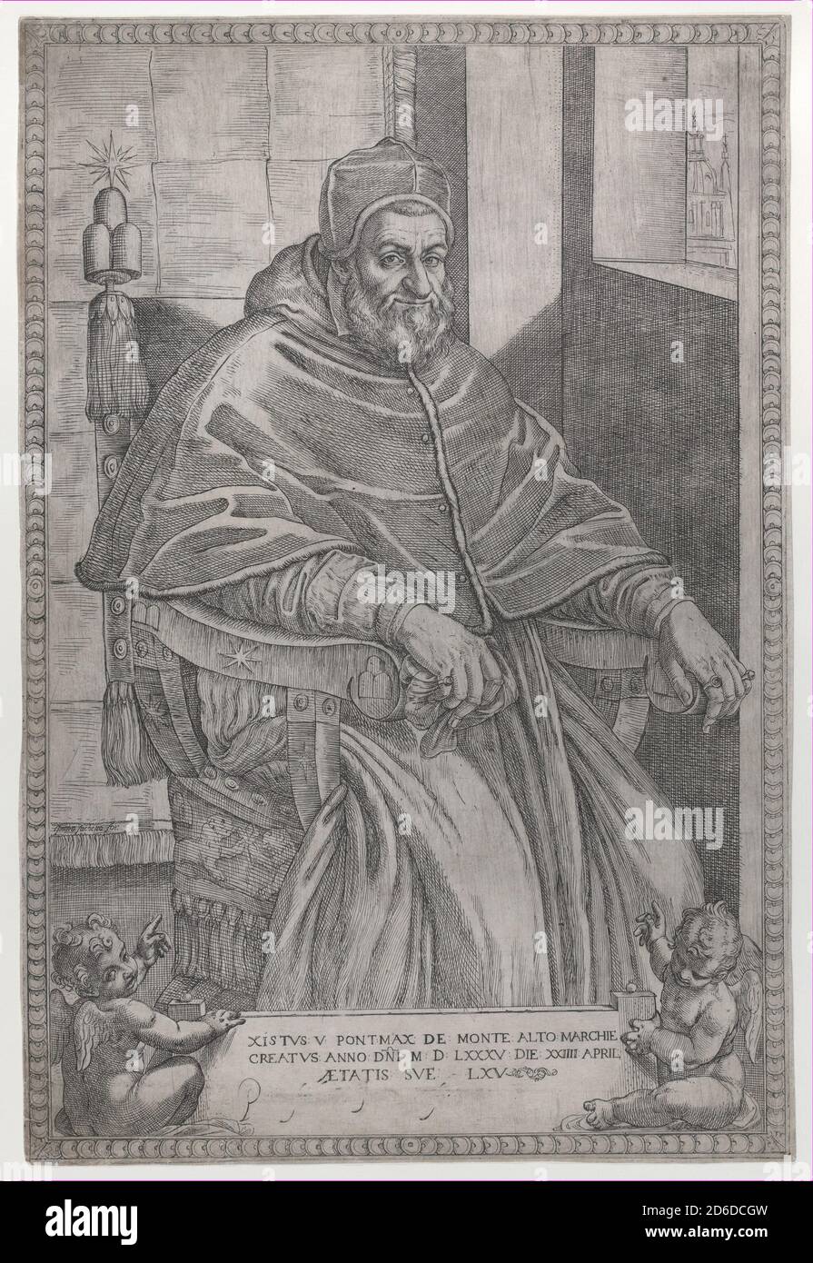 Portrait of Pope Sixtus V, 1585. Stock Photo